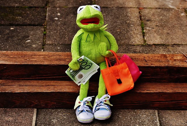 Kermit der Frosch beim Shopping